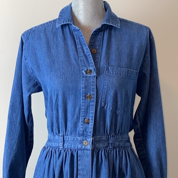 Talbots Long Sleeve Button Front Denim Jean Dress Size 6 Petite - Picture 2 of 15